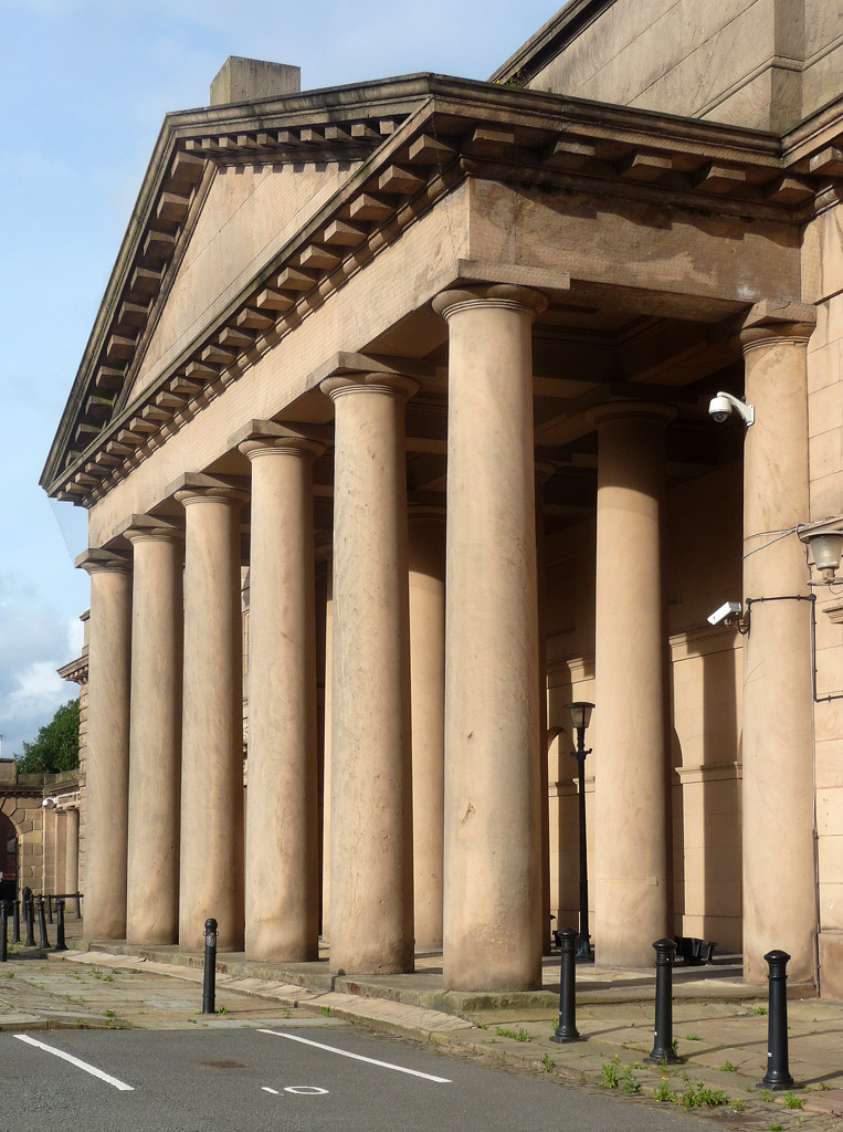 The Doric colonnade of the Shire Hall at Chester Castle